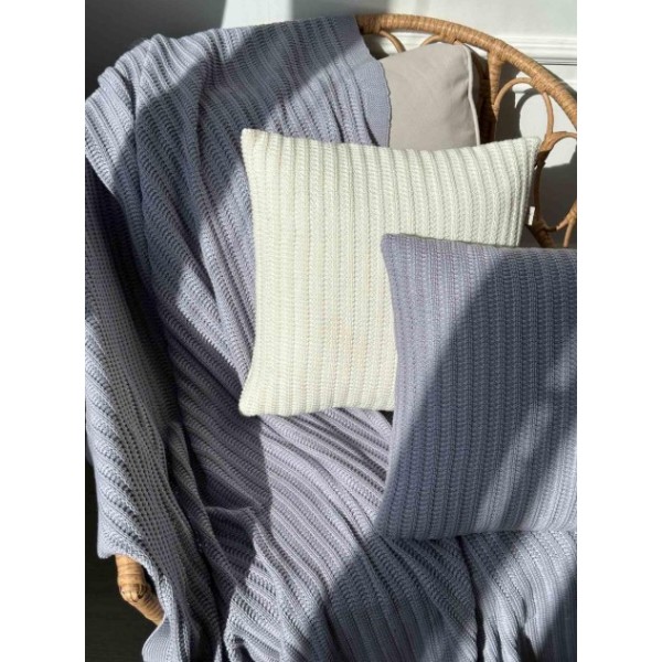 Фото - Наволочка Прованс в'язана COTTON сіра 45х45 см (039942)