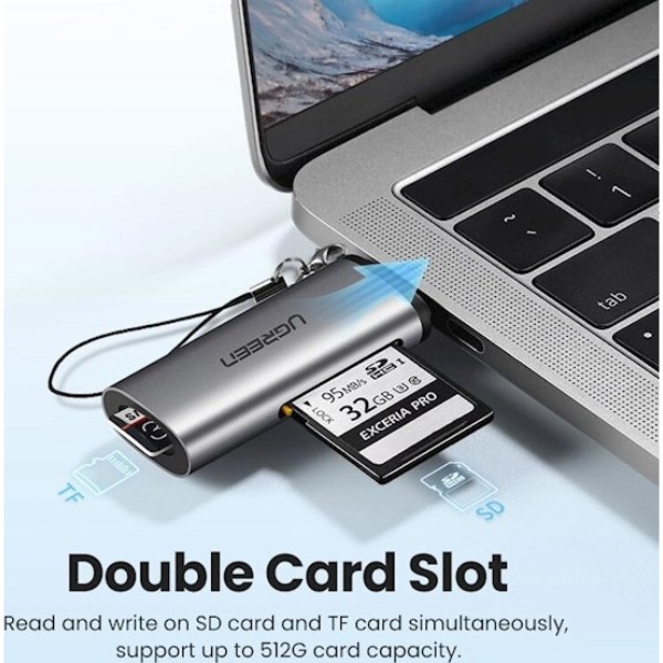 Фото - Кардрідер UGREEN CM184 USB Type-C 3.1 + USB TF/SD Gray (50704)