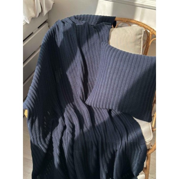 Фото - Наволочка Прованс в'язана COTTON синя 45х45 см (039943)