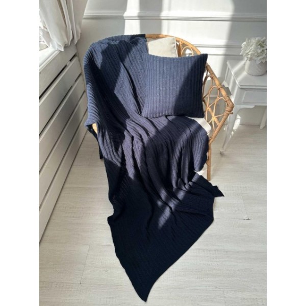 Фото - Наволочка Прованс в'язана COTTON синя 45х45 см (039943)