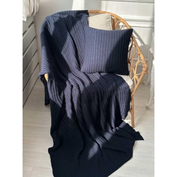 Фото - Наволочка Прованс в'язана COTTON синя 45х45 см (039943)