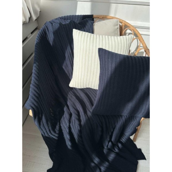 Фото - Наволочка Прованс в'язана COTTON синя 45х45 см (039943)