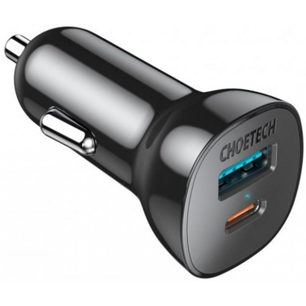 Фото - Автомобільний зарядний пристрій Choetech 1USB Type C 1USB 38W PD3.0 QC3.0 Black (TC0005) Фото - Автомобільний зарядний пристрій Choetech 1USB Type C 1USB 38W PD3.0 QC3.0 Black (TC0005)