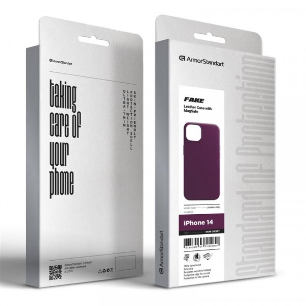 Фото - Чохол для смартфону Armorstandart Fake Leather for Apple iPhone 14 Dark Cherry (ARM64392)