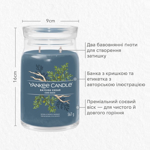 Фото - Свічка скло Yankee Candle Large Bayside Cedar 567 г (1629980E)