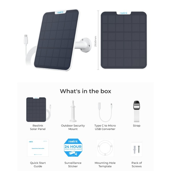 Фото - Стаціонарна сонячна панель Reolink Solar Panel 2 White