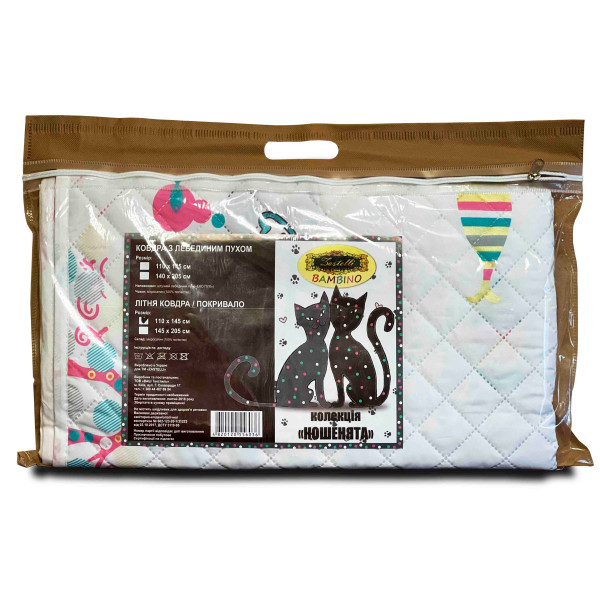 Фото - Ковдра дитяча Zastelli Літня "Кошенята" 110х140 см біла (13336)