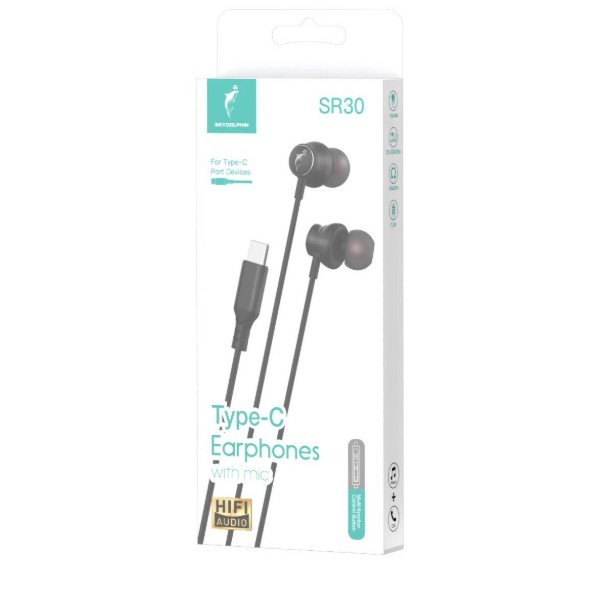 Фото - Наушники вкладыши проводные SkyDolphin SR30 with mic for Type-C DAC Black (HF-000485)