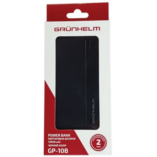 Фото - Батарея мобильная Grunhelm 10.000 mAh Black (GP-10B)