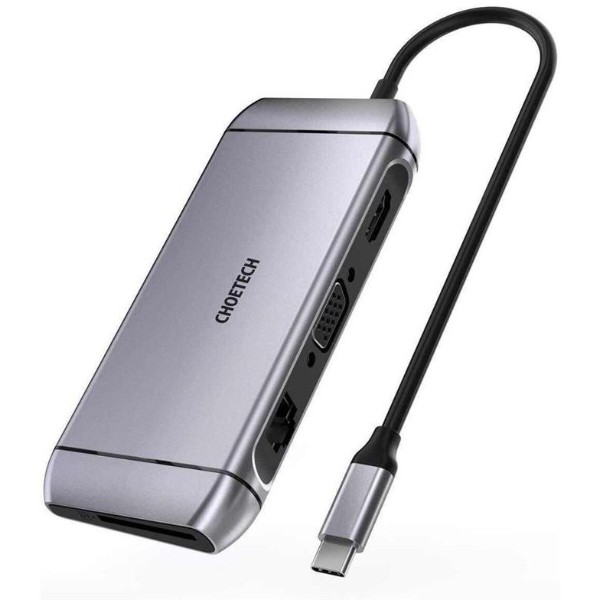 Фото - Хаб USB Choetech USB-C 9-в-1 (HUB-M15-GY)