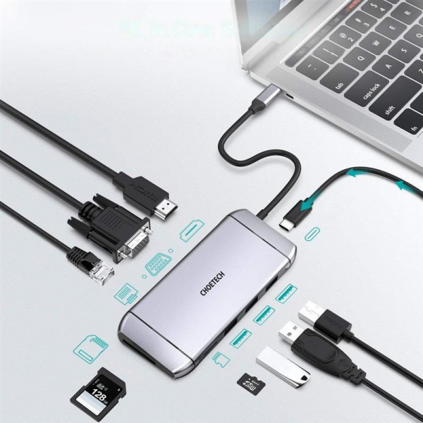 Фото - Хаб USB Choetech 9 in 1 USB-C (HUB-M15)