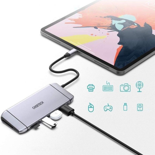 Фото - Хаб USB Choetech USB-C 9-в-1 (HUB-M15-GY)