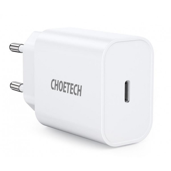 Фото - Мережевий зарядний пристрій Choetech 1USBх3A Type-C PD20W Charger White (Q5004-V5)