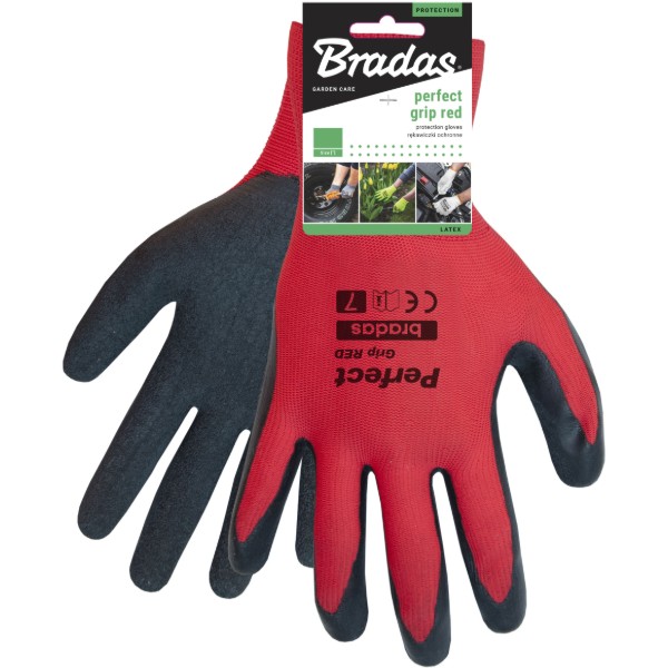Фото - Перчатки садовые BRADAS Perfect Grip Red с латексным покрытием, размер 8, 12 пар Красные с черным (RWPGRD8)