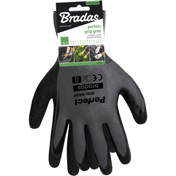 Фото - Рукавички садові BRADAS Perfect Grip Grey з латексним покриттям, розмір 9, 12 пар Сірі (RWPGGY9)