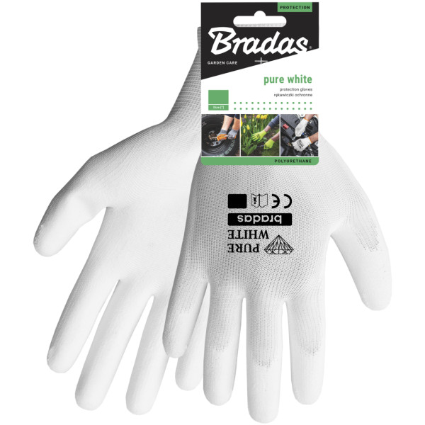 Фото - Рукавички садові BRADAS Pure White з ПУ-покриттям розмір 9 12 пар Білі (RWPWH9)
