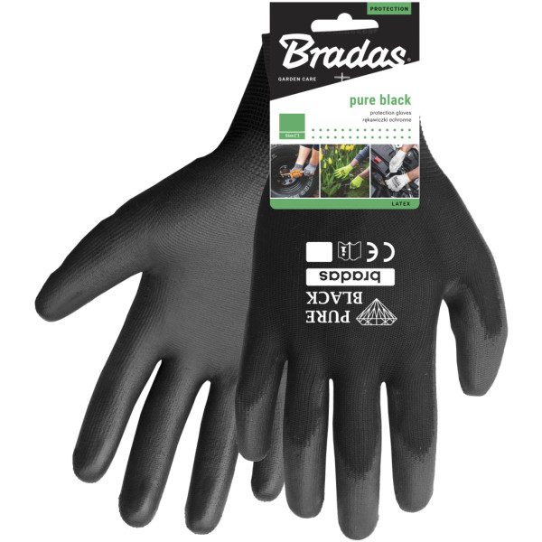 Фото - Перчатки садовые BRADAS Pure Black с ПУ-покрытием размер 9 12 пар Черные (RWPBC9)