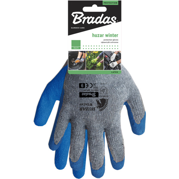 Фото - Рукавички садові BRADAS Huzar Winter з латексним покриттям, розмір 11, 12 пар Сині з чорним (RWHW11)