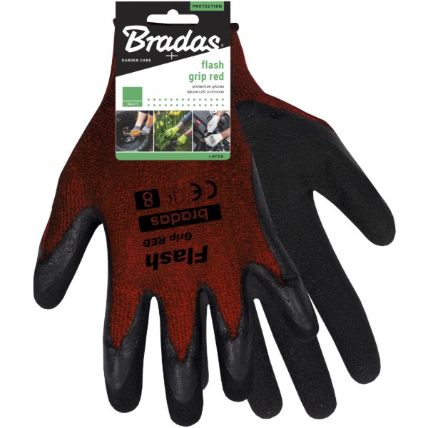 Фото - Перчатки садовые BRADAS Flash Grip Red с латексным покрытием, размер 8, 12 пар Красные (RWFGRD8)
