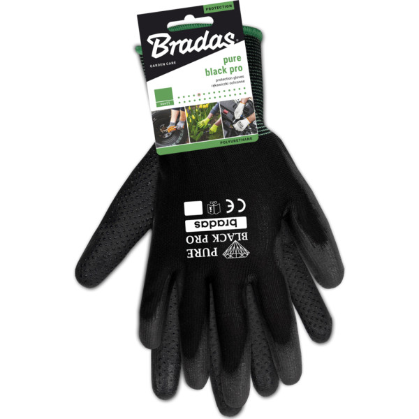 Фото - Перчатки садовые BRADAS Pure Black Pro с ПУ-покрытием размер 10 12 пар Черные (RWPBCP10)