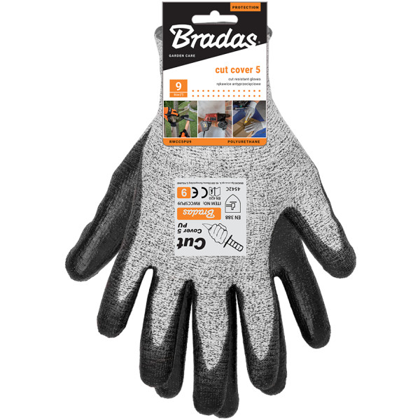 Фото - Рукавички садові BRADAS від порізів CUT COVER 5, розмір 9 (RWCC5PU9)