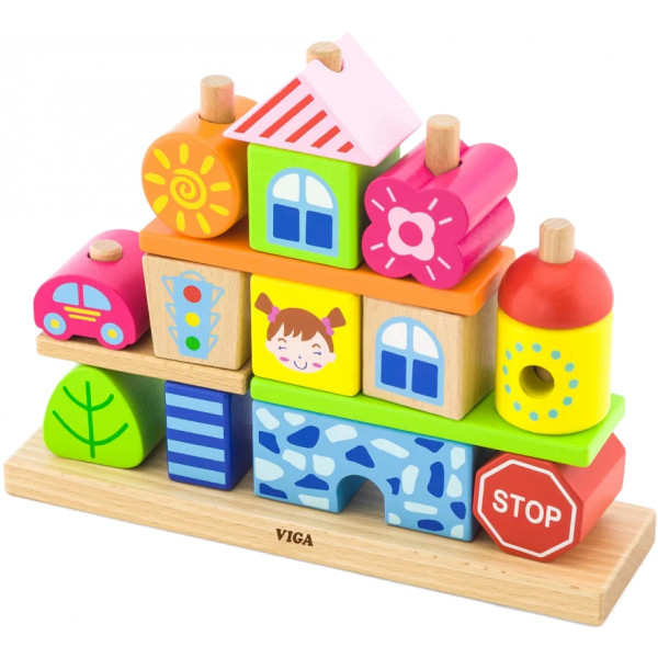 Фото - Пірамідка Viga Toys Городок (50043)