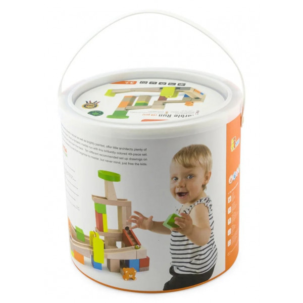 Фото - Дерев'яний конструктор Viga Toys Гірки для кульок 49 елементів (51619)