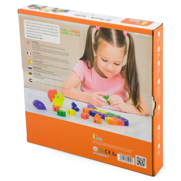 Фото - Пазлы (до 2 лет) Viga Toys Черепаха по буквам и числам (55250)