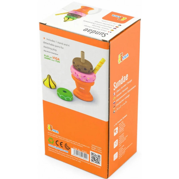 Фото - Пирамидка Viga Toys Оранжевый мороженое (51322)