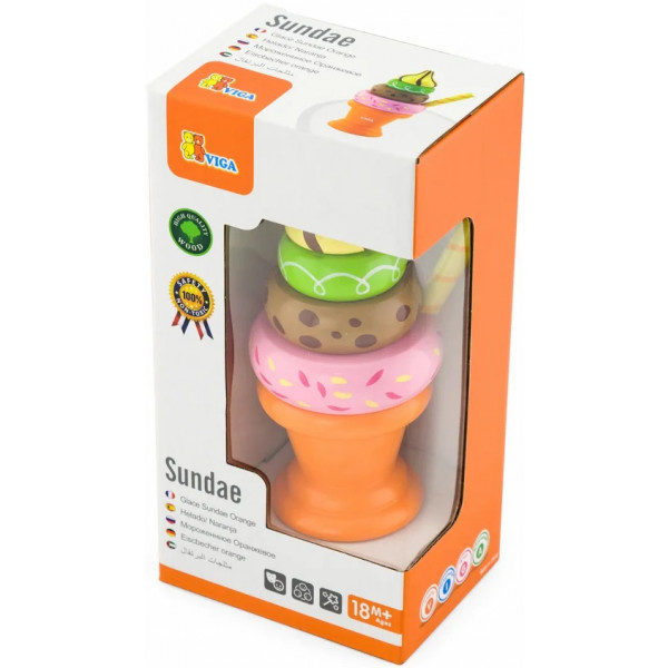 Фото - Пирамидка Viga Toys Оранжевый мороженое (51322)