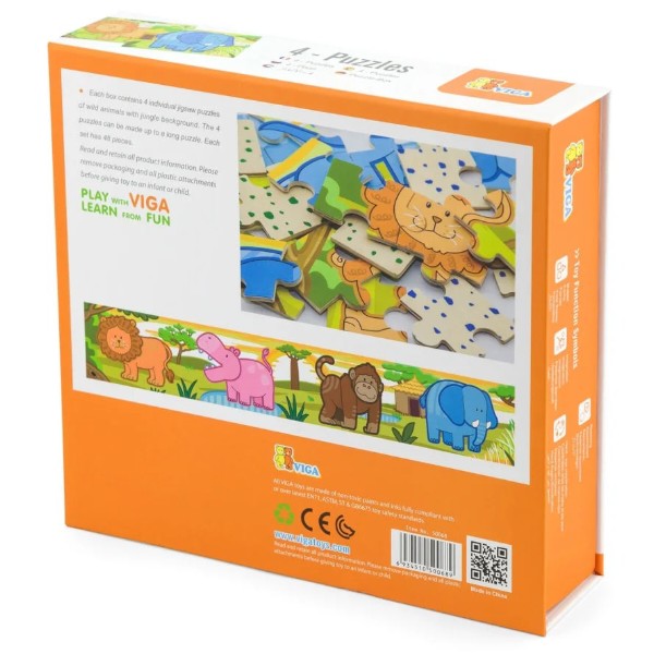 Фото - Пазлы (до 2 лет) Viga Toys Джунгли 4 в 1 48 эл. (50068)