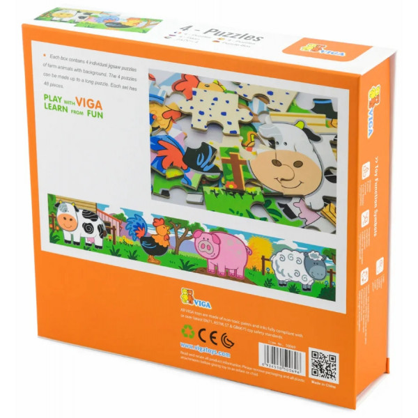 Фото - Пазли (до 2 років) Viga Toys Ферма 4 в 1 48 ел. (50069)