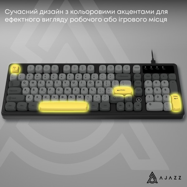 Фото - Клавиатура проводная игровая Ajazz AF98 Black Gray Yellow (AF98-BGY)