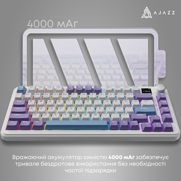 Фото - Клавіатура бездротова ігрова Ajazz AK820 MAX Magnetic switches (AK820MAX-M-PWB)