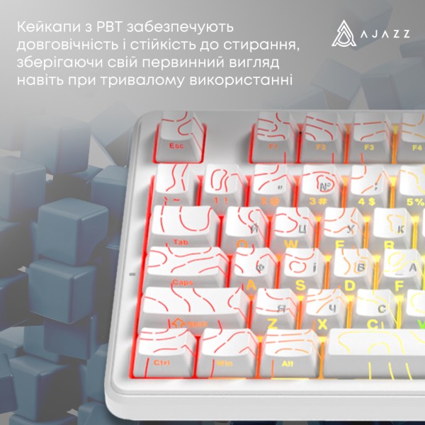 Фото - Клавіатура бездротова ігрова Ajazz AK870 V2 Side Contour White (AK870-V2-S-W)