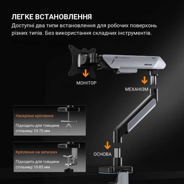 Фото - Кріплення настільне Anda Seat Stealth PRO II RGB 17''-42'' White (AD-W-A9X-1S-BW)