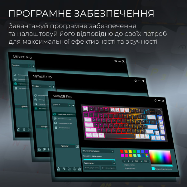 Фото - Клавиатура беспроводная игровая GamePro Asgard Valhalla Pro 75% Wireless/Bluetooth/USB Black (MK160B-D-Pro)