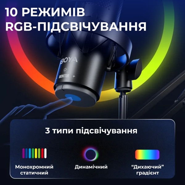 Фото - Мікрофон до комп'ютера Boya K9 RGB Black