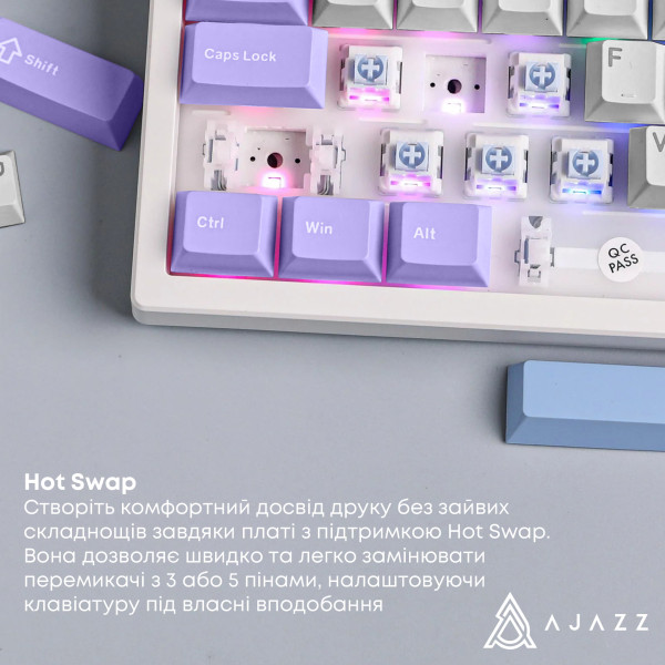 Фото - Клавіатура бездротова ігрова Ajazz AK980 V2 Gift Switch V2 Purple White Blue (AK980-V2-G-PWB)