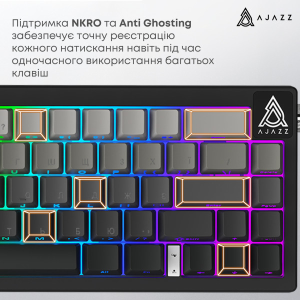 Фото - Клавіатура дротова ігрова Ajazz AK650 Day Dream switches Gradient Black Gray (AK650-DD-BG)