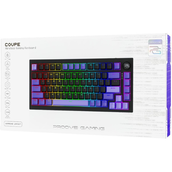 Фото - Клавиатура беспроводная игровая Proove Gaming Coupe (Ukraine Layout) Black/Purple (WKCP00022416)