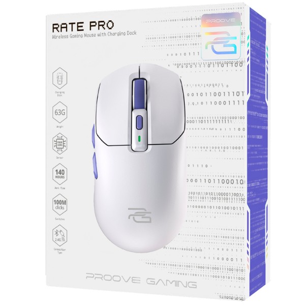 Фото - Миша бездротова ігрова Proove Gaming Rate Pro with Charging Dock white (WMRPCD022002)
