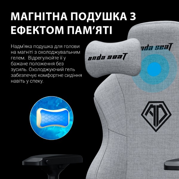 Фото - Кресло для геймеров Anda Seat Phantom 3 Pro Size L Dark Grey Linen Fabric (AD18YC-06-GB-F)