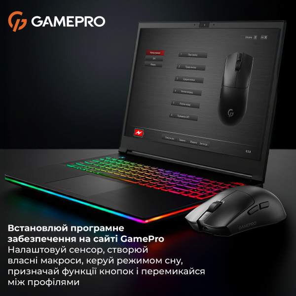 Фото - Миша бездротова ігрова GamePro Genesis Wizard Wireless/Bluetooth/USB PixArt PAW3311 Sensor Black (GM160B)