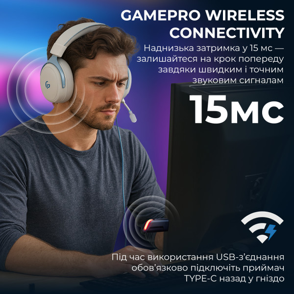 Фото - Гарнитура беспроводная игровая GamePro Asgard Skadi (HSW191WB)