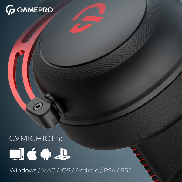 Фото - Гарнітура дротова ігрова GamePro Asgard Skald Origin Black-Red (HS850BR)