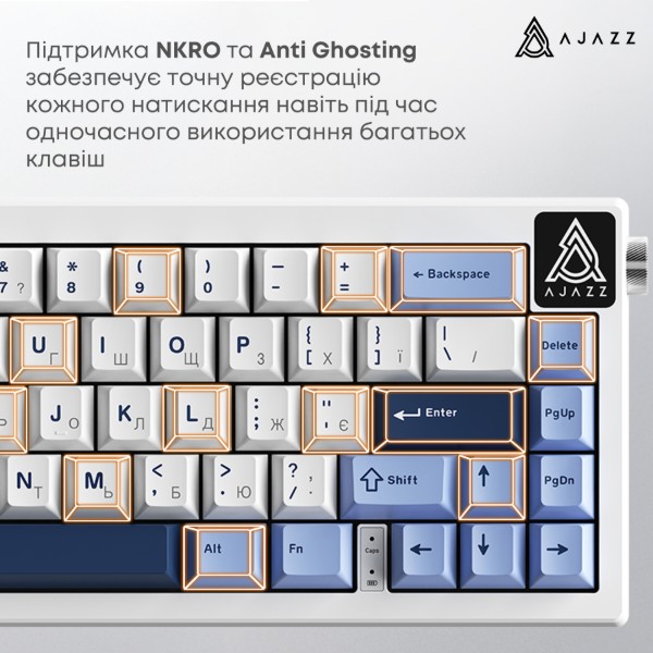 Фото - Клавіатура дротова ігрова Ajazz AK650 Sea Salt switches Blue White Blue (AK650-SS-BWB)