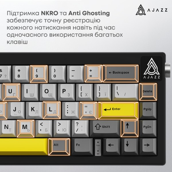 Фото - Клавиатура проводная игровая Ajazz AK650 Moon Yellow switches Gray White Yellow (AK650-MY-GWY)