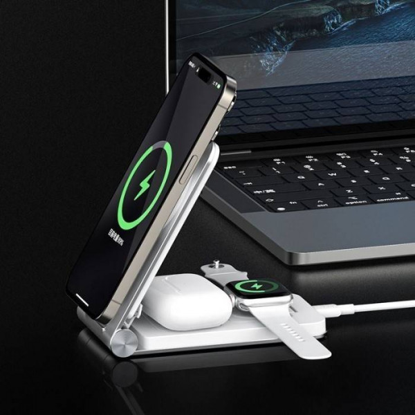 Фото - Бездротовий зарядний пристрій Maxco 3in1 15W Folding Wireless Charger (MW08)