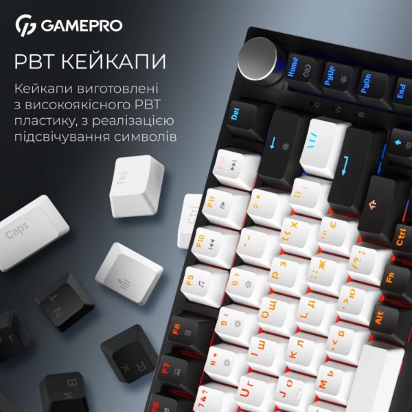 Фото - Клавиатура беспроводная игровая GamePro Asgard Valhalla QLAB Sakura Switch Bluetooth/2.4G/USB Black (MK160-B-QS-PRO)